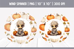 Halloween Watercolor Wind Spinner Sublimation | Cute Mummy Product Image 1