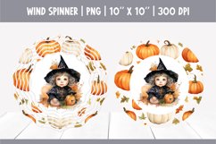 Halloween Watercolor Wind Spinner Sublimation | Cute Witch Product Image 1