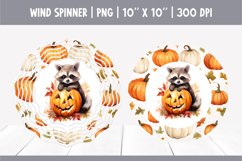 Halloween Watercolor Wind Spinner Sublimation | Cute Raccoon Product Image 1