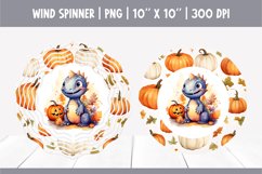 Halloween Watercolor Wind Spinner Sublimation Cute Dinosaur Product Image 1