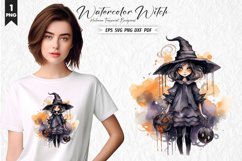 Watercolor Witch Clipart PNG Design