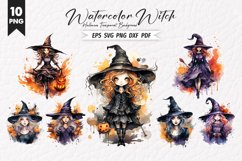 Halloween Watercolor Witch Sublimation PNG Clipart Bundles Product Image 1