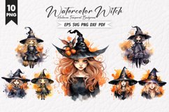 Halloween Watercolor Witch Sublimation SVG Clipart Bundles Product Image 1