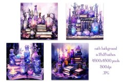 Halloween Background, 15x15 Witch Books and Potion Bottles 1 Product Image 2