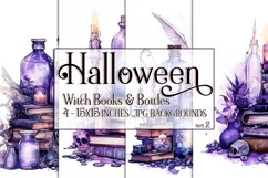 Halloween Background, 15x15 Witch Books and Potion Bottles 2 Product Image 1