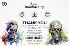 Watercolor zombie sublimation clipart design