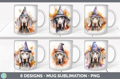 Bundle of six Witch Hat Weimaraner Mug Wrap designs.