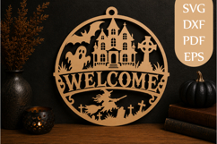 Halloween Welcome Door Hanger SVG Product Image 1
