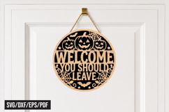 Halloween Welcome Sign Laser Cut SVG Product Image 1