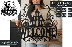 Halloween Haunted House Welcome Door Sign Product Image 1