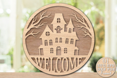 Halloween Welcome Sign SVG Haunted House Laser Cut Product Image 1