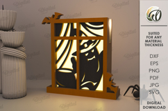 Halloween Window Lantern Laser Cut. Halloween Lamp SVG Product Image 1