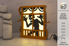 Halloween Window Lantern Laser Cut. Halloween Lamp SVG Product Image 1