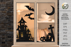 Halloween Window Silhouettes Lasercut. Halloween Decor SVG Product Image 1