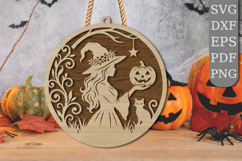 Halloween Witch and Black Cat Laser Cut SVG Product Image 1