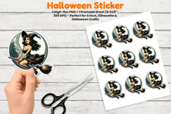 Halloween Sticker, Witch Sticker, Flying Witch PNG, Witch Broom Moon, Halloween PNG, Spooky Sticker Design, Retro Halloween Sticker, Witch Silhouette Sticker, Printable Halloween Stickers, Cricut Halloween Design