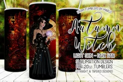 Autumn Witch Light Skin Dark Hair 20oz Tumbler Wrap Design Product Image 1