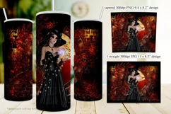 Autumn Witch Light Skin Dark Hair 20oz Tumbler Wrap Design Product Image 3