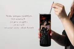 Autumn Witch Light Skin Dark Hair 20oz Tumbler Wrap Design Product Image 2