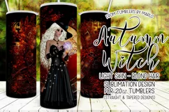 Autumn Witch Light Skin Blond Hair 20oz Tumbler Wrap Design Product Image 1
