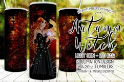 Autumn Witch Light Skin Red Hair 20oz Tumbler Wrap Design Product Image 1