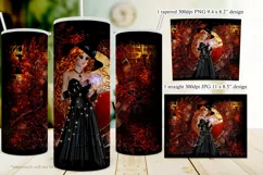 Autumn Witch Light Skin Red Hair 20oz Tumbler Wrap Design Product Image 3