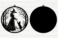 Halloween Witch &amp; Cat Forest SVG Laser Cut Product Image 2