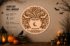 Halloween Witch Cauldron Laser Cut SVG Product Image 1
