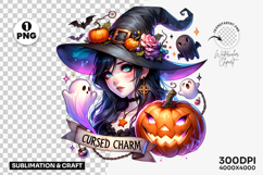Halloween Witch Cursed Charm Clipart PNG, Sublimation Design Product Image 1