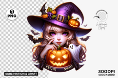 Halloween Witch Fright Night Clipart PNG Sublimation Design Product Image 1