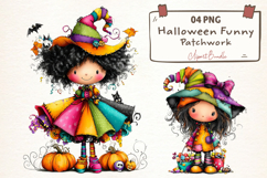 Halloween witch Funny Patchwork Clipart Product Image 1