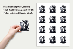 Halloween Sticker, Witch Sticker, Gothic Witch PNG, Witch Moon Sticker, Halloween PNG, Rose Witch Sticker, Graveyard Witch Design, Spooky Sticker Design, Printable Halloween Stickers, Cricut Halloween Design