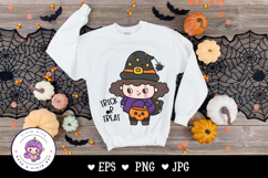 Halloween Witch Cute girl Spooky cartoon kawaii clipart Product Image 4