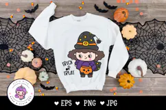 Halloween Witch Cute girl Spooky cartoon kawaii clipart Product Image 4