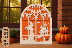 Halloween Witch &amp; Haunted House Gothic Laser Cut SVG Product Image 1