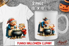 Halloween clipart Elderly lady, cute grandma and grandson Product Image 1