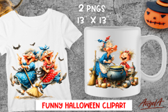 Halloween clipart Cute elderly lady with friend, grandchild Product Image 1