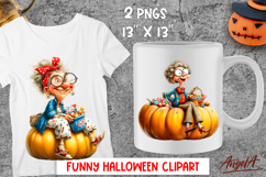 Halloween clipart bundle Elderly lady Witch with pumpkins Product Image 5