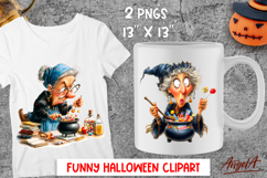 Halloween clipart bundle Elderly lady Witch with pumpkins Product Image 8