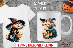 Halloween clipart Elderly lady Cute witch with witch hat Product Image 1