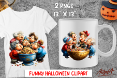 Halloween clipart cute elderly ladies eating sweets Friends Product Image 1