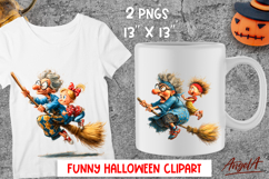 Halloween clipart elderly lady, funny grandma granddaughter Product Image 1