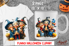 Halloween clipart Cute witches Best friends Selfie PNG Product Image 1