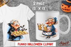 Halloween clipart cute elderly lady with cookies Grandma PNG Product Image 1
