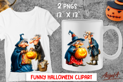 Halloween clipart Funny elderly people Cute Witch Pumpkin Product Image 1