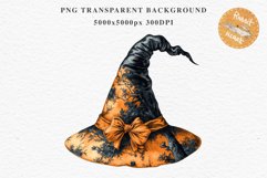 Halloween Witch Lady Hat Girl Wizard Pumpkin Clipart PNG Art Tale Art Image Watercolor Transparent Print illustration sublimation creepy printable digital
