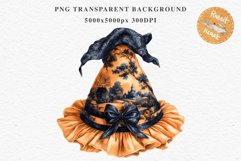 Halloween Witch Lady Hat Girl Wizard Pumpkin Clipart PNG Art Tale Art Image Watercolor Transparent Print illustration sublimation creepy printable digital