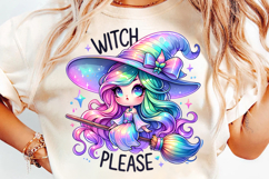 halloween witch please girl png, witch please halloween clipart, cute witch girl sublimation design, kawaii witch please artwork, trendy halloween witch printable, witchy halloween phrase png, halloween girl with witch hat design, halloween sassy witch cl