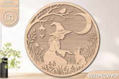 Halloween Witch &amp; Rabbit Laser Cut SVG Product Image 1