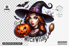 Halloween Witch Witch Wishes Clipart PNG, Sublimation Design Product Image 1